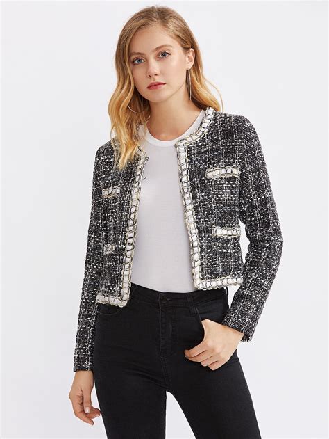 do chanel jackets run small|Chanel style jackets at shein.